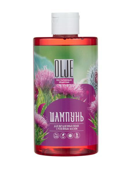 OLJE Натуральный шампунь для окрашенных волос с репейным маслом для поврежденных волос 450 мл в Казани