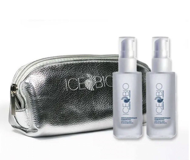 ICE BIO. Набор Сыворотка  2 шт омолаживающая для лица, шеи и зоны декольте 30мл, в косметичке в Казани